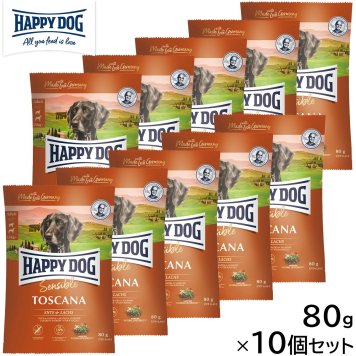 HAPPY DOG ハッピードッグ ドッグフード センシブル トスカーナ ダック＆サーモン ウェイトケア（成犬～シニア犬用） 80g×10個セット 無添加