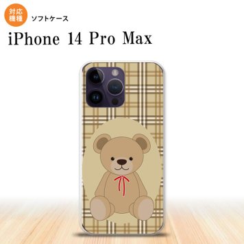 iPhone14 ProMax iPhone14 Pro Max スマホケース 背面ケースソフトケース くま チェック 茶 2022年 9月発売 nk-i14pm-tp751
