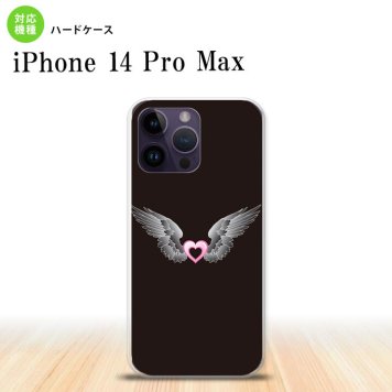 iPhone14 ProMax iPhone14 Pro Max スマホケース 背面ケース ハードケース 黒翼 ハート 黒 ピンク 2022年 9月発売 nk-i14pm-467