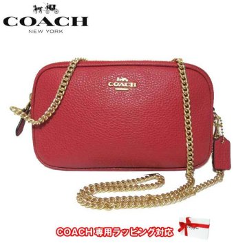 コーチ アウトレット COACH ショルダーバッグ F72490 ペブルド レザー チェーン ストラップ クロスボディー ポーチ 斜め掛け / ポシェット IMDN8(トゥルーレッド)【RCP】【楽天カード分割】