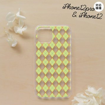 iPhone12/iPhone12pro iPhone12 / iPhone12pro スマホケース ソフトケース アーガイル クリア 緑 メンズ レディース nk-i12-tp1408