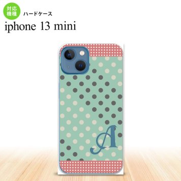 iPhone13mini iPhone13 mini ケース ハードケース ドット 水玉 C ミント ピンク +アルファベット  nk-i13m-1651i