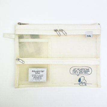 スヌーピー おとなのフラットポーチ アイボリー tidy SNOOPY