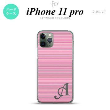 iPhone11Pro iPhone11 Pro スマホケース ハードケース ボーダー 細 ピンク +アルファベット メンズ レディース nk-i11p-1286i
