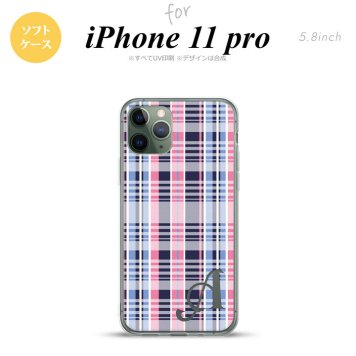 iPhone11Pro iPhone11 Pro スマホケース ソフトケース チェック B ピンク 青 +アルファベット メンズ レディース nk-i11p-tp440i