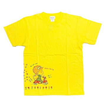 水森亜土 スクーター 半袖Tシャツ(M) イエロー アパレル