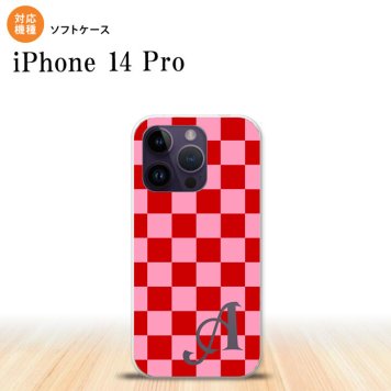iPhone14 Pro iPhone14 Pro スマホケース 背面ケースソフトケース スクエア 赤 ピンク +アルファベット 2022年 9月発売 nk-i14p-tp770i