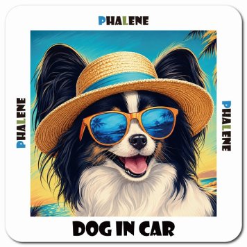 名入れ可 海 麦わら帽子 サングラス 夏 Phalene ファレーヌ カーサイン 車 マグネットステッカー 犬 マグネット 強力 13x13cm 正方形ドラレコステッカー 安全対策 危険運転 煽り運転 アニマル 動物 犬種別 屋外 防水 屋内