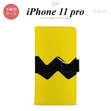 iPhone11Pro iPhone11 Pro 手帳型スマホケース カバー ギザギザ 黄 黒  nk-004s-i11p-dr191