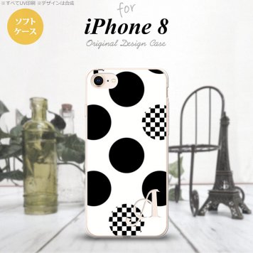 【iPhone8】【スマホケース/スマホカバー】【アイフォン8】iPhone8 スマホケース ケース アイフォン8 イニシャル 水玉A 白×黒 nk-ip8-tp1112ini【メール便送料無料】