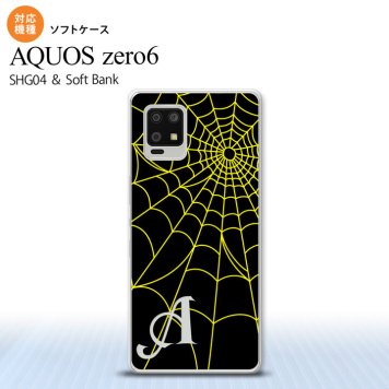 SHG04 SHG04 ZERO6 AQUOS zero6 スマホケース ソフトケース 蜘蛛 巣 A 黄 +アルファベット メンズ レディース nk-zero6-tp934i