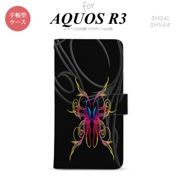 SH-04L/SHV44 AQUOS R3 手帳型スマホケース カバー ピンスト 黒 ピンク ブルー  nk-004s-r3-dr1238