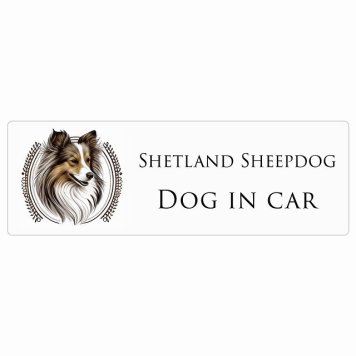 イラスト付 ドッグ カーステッカー Dog in Car シェットランドシープドッグ B タイプ セーフティサイン 犬種別 長方形 15x5cm シール リア あおり運転対策 Dog Sticker 安全対策 カーサイン