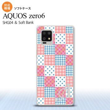 SHG04 SHG04 ZERO6 AQUOS zero6 スマホケース ソフトケース パッチワーク ピンク 水色 +アルファベット メンズ レディース nk-zero6-tp1062i