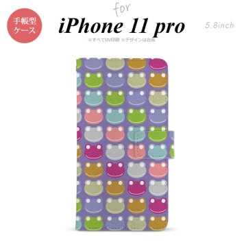 iPhone11Pro iPhone11 Pro 手帳型スマホケース カバー カエル かえる 紫  nk-004s-i11p-dr163