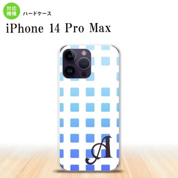 iPhone14 ProMax iPhone14 Pro Max スマホケース 背面ケース ハードケース スクエア ドット 青 +アルファベット 2022年 9月発売 nk-i14pm-1366i