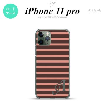 iPhone11Pro iPhone11 Pro スマホケース ハードケース ボーダー 茶 ピンク +アルファベット メンズ レディース nk-i11p-707i