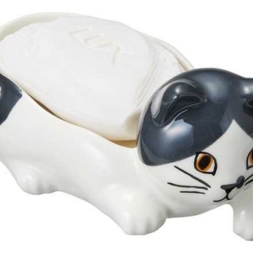 セトクラフト ソープディッシュ ハチワレ 磁器製 石鹸置き おしゃれ かわいい 水切り 猫グッズ 猫雑貨 洗面所 バスグッズ 白黒 猫柄 ギフト プレゼント
