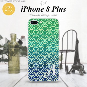 【iPhone8Plus】【スマホケース/スマホカバー】【アイフォン8プラス】iPhone8Plus スマホケース ケース アイフォン8プラス イニシャル 青海波 青×緑 nk-ip8p-tp1712ini【メール便送料無料】