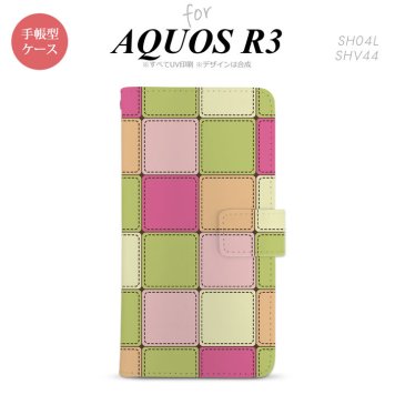 SH-04L/SHV44 AQUOS R3 手帳型スマホケース カバー パッチワーク ミックス  nk-004s-r3-dr1676