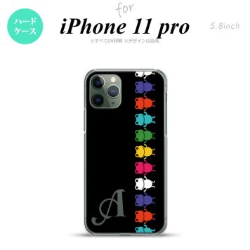 iPhone11Pro iPhone11 Pro スマホケース ハードケース カエル かえる 帯 A 黒 +アルファベット メンズ レディース nk-i11p-674i