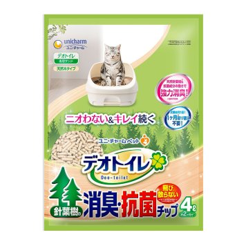 ユニ チャーム デオトイレ 飛び散らない針葉樹の消臭 抗菌チップ 4L 猫用品 ねこグッズ ペットグッズ ペット用品 猫砂