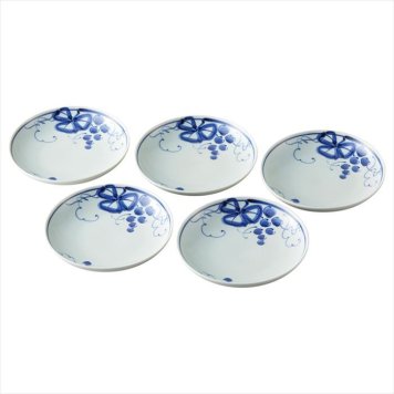 波佐見焼 古染青磁ぶどう絵 デザート5P 009-470M  内祝 内祝い お祝 御祝 記念品 出産内祝い プレゼント 快気祝い 粗供養 引出物