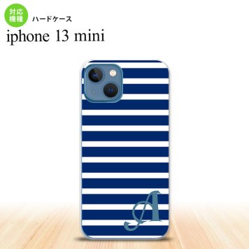 iPhone13mini iPhone13 mini ケース ハードケース ボーダー 青 白 +アルファベット  nk-i13m-709i