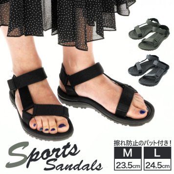 evaサンダル レディース 通販 ぺたんこ ベルト 疲れにくい おしゃれ スポサン 春夏 春 夏 コンフォートサンダル 黒 ブラック カーキ グレー M 23.5cm Lサイズ 24.5cm 川遊び アウトドア カジュアルサンダル