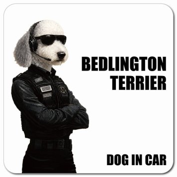 名入れ可 Bedlington Terrier ベドリントンテリア カーサイン 車 マグネット 強力 13x13cm 正方形 セキュリティガード風 ちょい悪 マグネットステッカー 犬 安全対策 煽り運転 屋外 防水 屋内