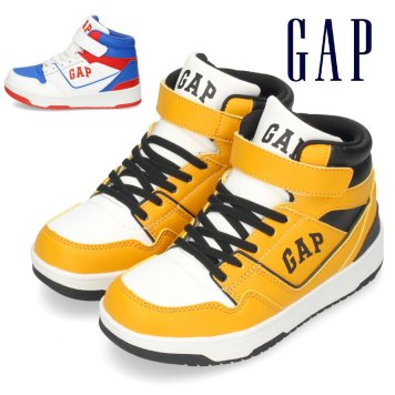 GAP ギャップ スニーカー はっ水 キッズ ジュニア ハイカット 靴 シューズ GPK22342 イエロー ブラック トリコロール 雨 タウンユース カジュアル 