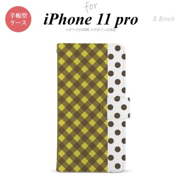 iPhone11Pro iPhone11 Pro 手帳型スマホケース カバー チェック ドット 黄  nk-004s-i11p-dr1522