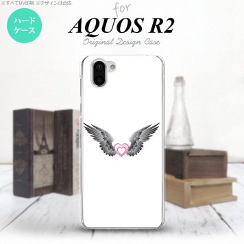 AQUOS R2 アクオス アール2 SH-03K SHV42 専用 スマホケース カバー ハードケース 翼(ハート) 黒×白 nk-r2-469[スマホ,スマホケース,スマホカバー,ケース,カバー,ジャケット]