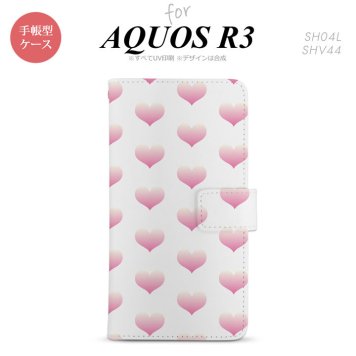 SH-04L/SHV44 AQUOS R3 手帳型スマホケース カバー ハート ピンク  nk-004s-r3-dr018