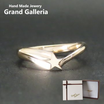 スターリング 指輪 K10YG イエローゴールド 【刻印無料】スター 星 流れ星 シンプル リング 金 ゴールド レディース ユニセックス 誕生日 記念日 キラキラ クリスマス プレゼント 母の日 ハンドメイド 手作り 彫金 ジュエリーボックス 箱 Grand Galleria グランドガレリア