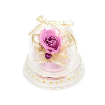 誕生石カラー 2月 アメジスト プリザーブドフラワー ドームアレンジ メッセージカード付 お花ソムリエ フラワー   