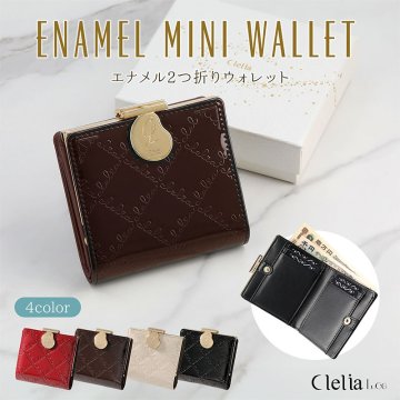 クレリア Clelia 短財布 レディース がま口 エナメル 縦型カードポケット ショートウォレット ルーチェシリーズ 母の日 クリスマス クリスマスプレゼント
