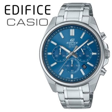 カシオ エディフィス 腕時計 メンズ ブルー シルバー クロノグラフ CASIO EDIFICE 海外モデル 100m防水 43.5mm ステンレス メタル スポーツ 車 モータースポーツ おしゃれ プレゼント ギフト 成人 卒業 入学