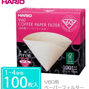 コーヒーフィルター ハリオ 通販 コーヒーフィルター コーヒー 珈琲 ドリップ ペーパー フィルター コーヒーペーパー ドリッパー 無漂白 円すい形 パルプ100% コーヒー豆 キッチン V60 専用 1～4杯用 100枚 箱入り