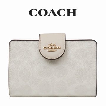 送料無料 コーチ COACH アウトレット 誕生日 レディース 財布 二つ折り財布 CW786 IMXU5(ホワイト×チョーク) シグネチャー (プレゼント ブランド コンパクト 人気)
