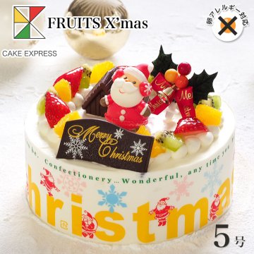 クリスマス 2026 予約 Xmas 人気 かわいい アレルギー対応 卵不使用 クリスマスケーキ フルーツ生クリームケーキ 5号 4～6名様用 卵アレルギー 冷凍
