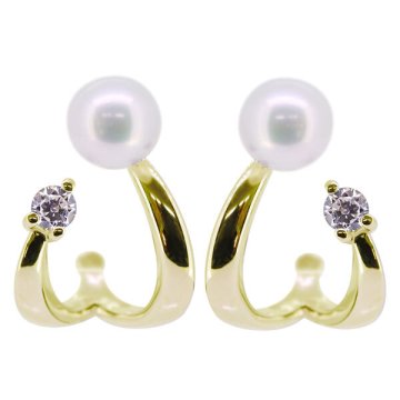イヤーカフ パール ピアス 18k 真珠 淡水パール スタッドピアス ダイヤモンド レディース 上品 母の日 2024