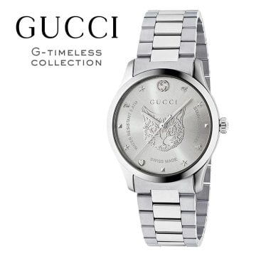 グッチ 腕時計 メンズ レディース Gタイムレス 1本限り クオーツ 38mm シルバー 猫 キャット ビー 蜂 GUCCI G-Timeless スイス製 ユニセックス プレゼント ギフト 成人 卒業 入学
