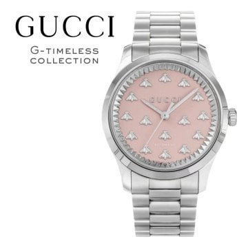 グッチ 腕時計 メンズ レディース Gタイムレス 1本限り 自動巻き 38mm ピンク シルバー 蜂 ビー GUCCI G-Timeless ユニセックス プレゼント ギフト 成人 卒業 入学