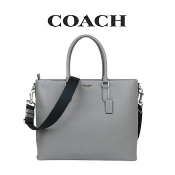送料無料 コーチ COACH アウトレット 誕生日 メンズ バッグ トートバッグ C2842 QBCHR(チャコール) グレー  (男性 ギフト シンプル ビジネス 通勤バッグ A4 2way ショルダーバッグ 大容量 レザー 本革 ノートパソコン収納 自立 出張)