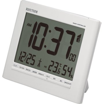 【直送】リズム RHYTHM 電波目覚まし時計 [26-0543-021] 8RZ203SR03 デジタル 置き時計 壁掛け時計 温湿度計 カレンダー表示 六曜表示 電子音アラーム スヌーズ ライト付き 多機能 掛置兼用 ギフト プレゼント