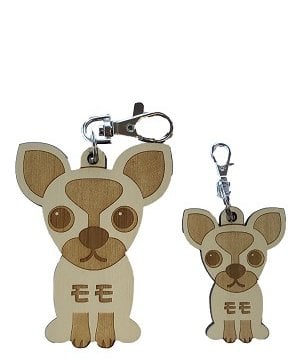 【チワワ】迷子札&キーホルダーセット 犬・猫 ネームタグ 名前入り 愛犬のお名前 チワワ ドッグタグ 小型犬 かわいい 両面彫刻 世界に1つ 木製 彫刻 ペット 安心 プレート 犬用名札 刻印 ネックレス オリジナル