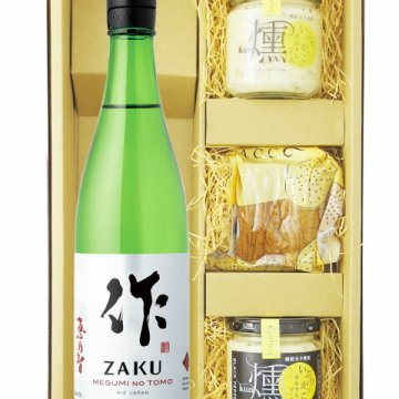 ★ 送料無料 ★  作 恵乃智 ( ざく めぐみのとも )  純米吟醸 750ml + いぶりがっこ3点セット【 7653 】【 日本酒・おつまみセット 】【 ハロウィン 贈り物 ギフト プレゼント 誕生日 結婚のお祝い 】