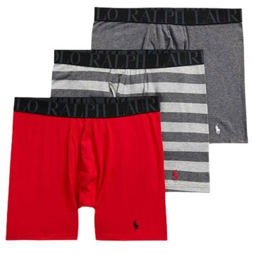 ポロ ラルフローレン POLO Ralph Lauren 肌着 ミドル ボクサーパンツ ストレッチ 3枚セット お買い得 パック 下着 Stretch Classic Fit NWBBP3 QC9 メンズ レッド+ストライプ+チャコール