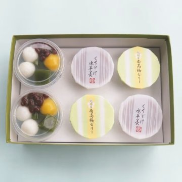 老舗茶舗のひやひやスイーツセット 抹茶ゼリー2個 水ようかん2個 梅ゼリー2個【季節限定】【御祝い】／ 抹茶あんみつ 梅ゼリー 水ようかん 水羊羹 和菓子 洋菓子 お菓子 デザート 抹茶スイーツ 御礼 ご挨拶 お返し お見舞い お供え お見舞い 誕生日 記念日 手土産 お土産 敬老の日